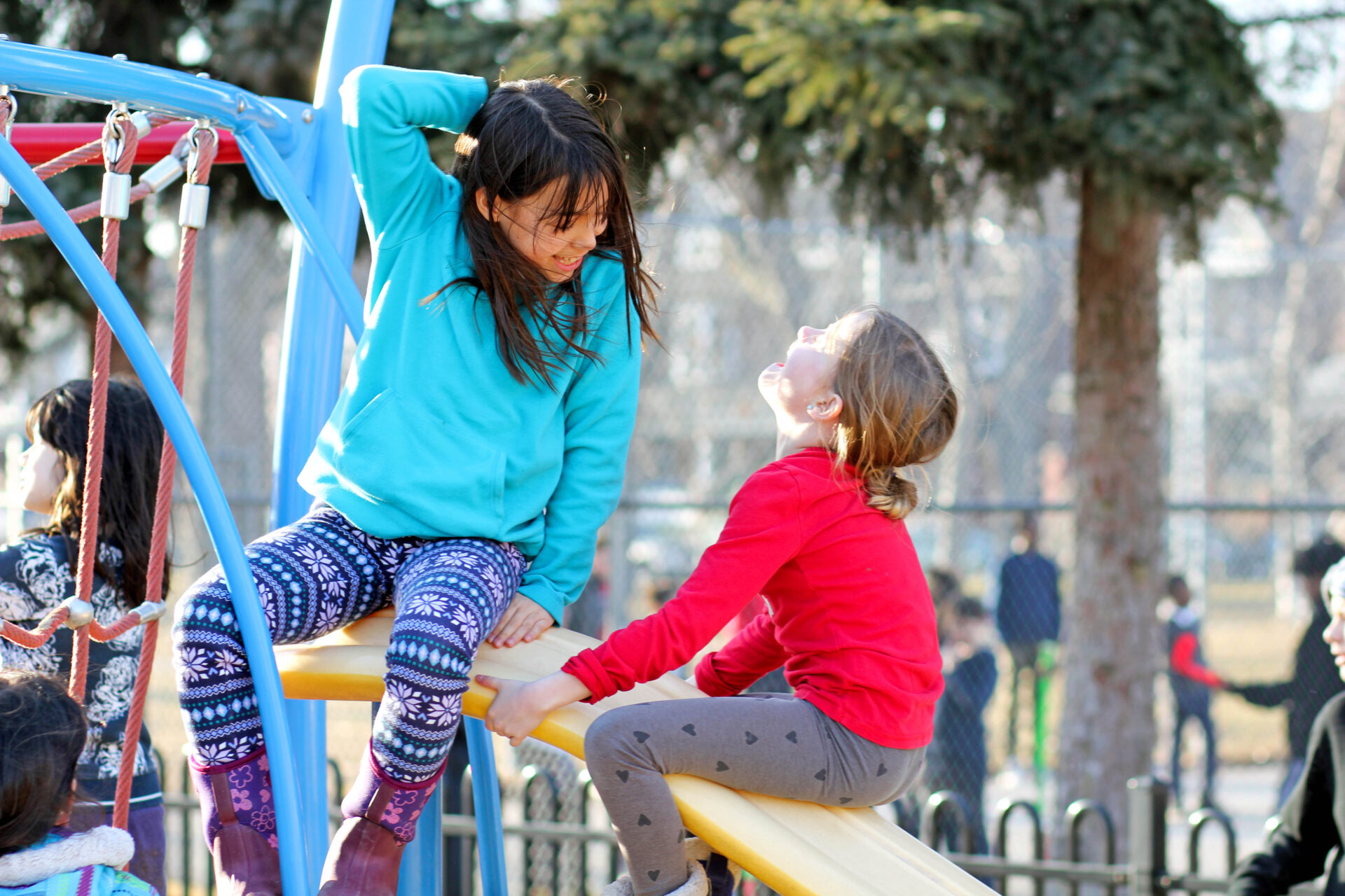 Young Girls Playing on Playground